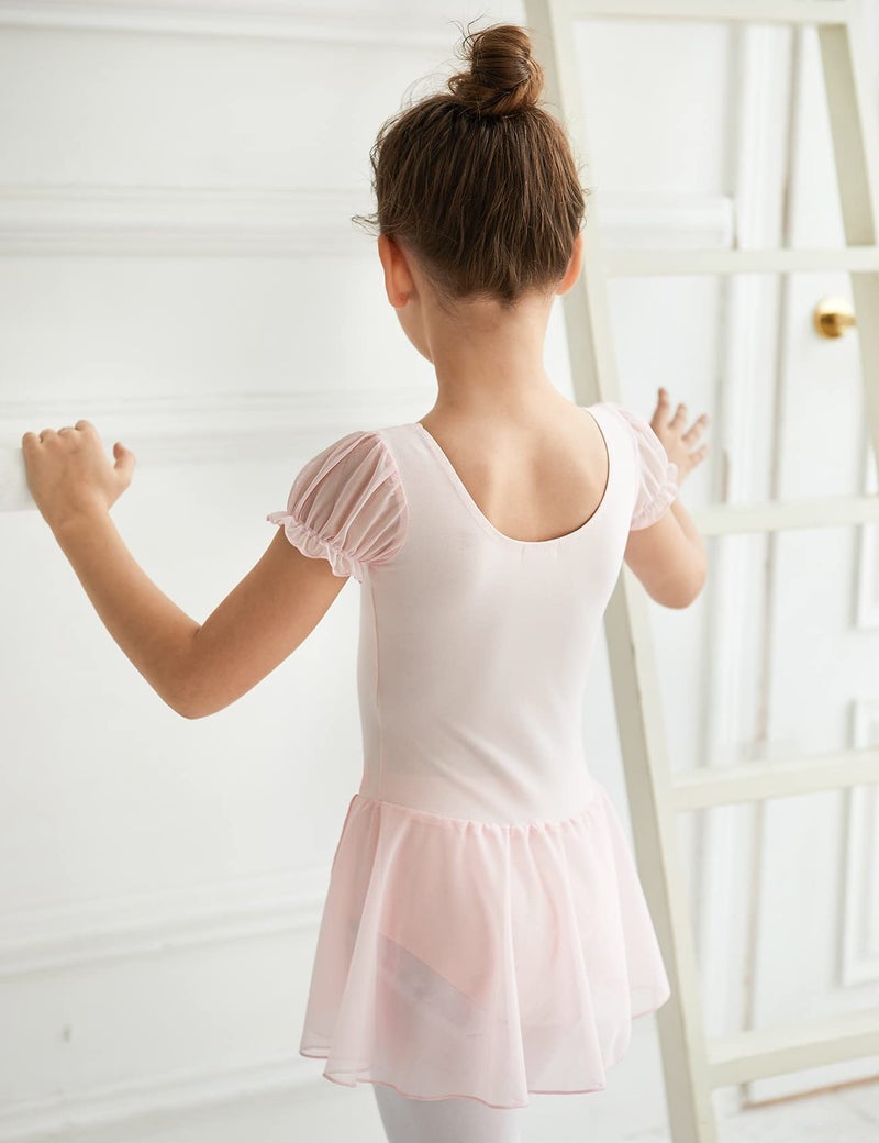 MdnMd Toddler Girls Dance Leotard Dress Ballet Tutu Skirt Ballerina Outfit (Ballet Pink, Age 4-6 / 4t,5t) - Image 3